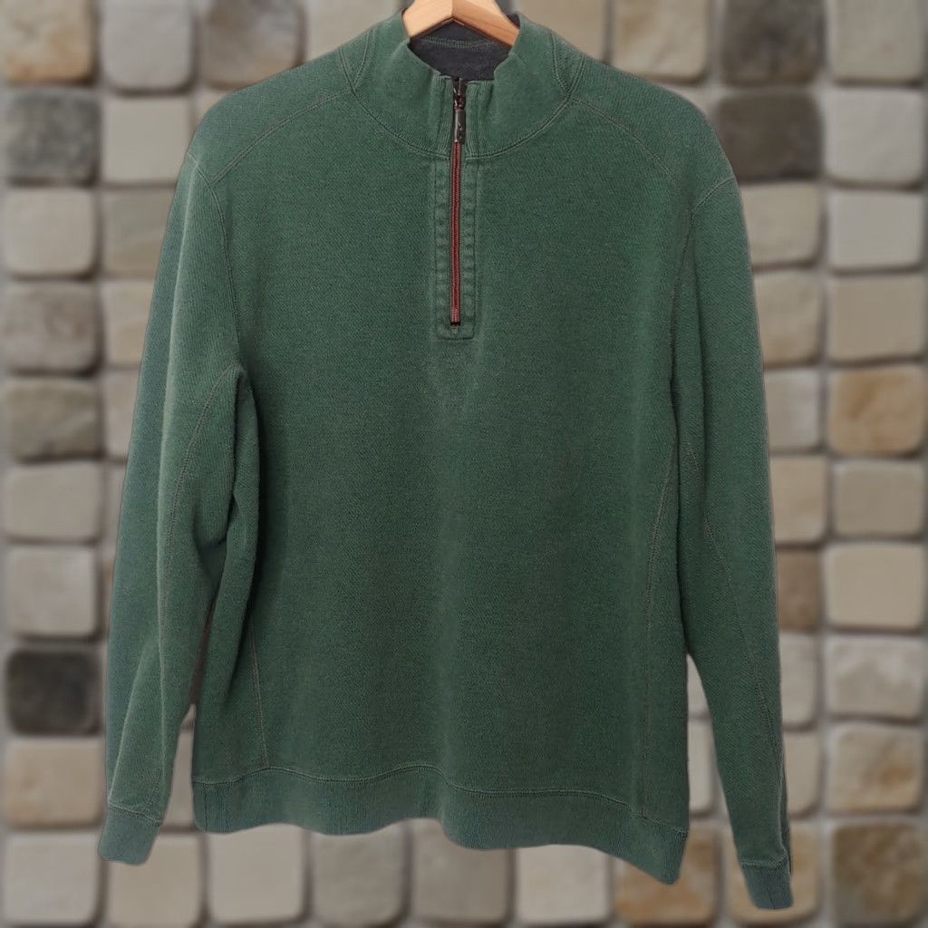 Tommy Bahama Tommy Bahama Men's Long Sleeve Knit Pullover Sweatshirt 1/4 Zip Green Large Fall Spring Winter Size US L / EU 52-54 / 3 - 1 Thumbnail
