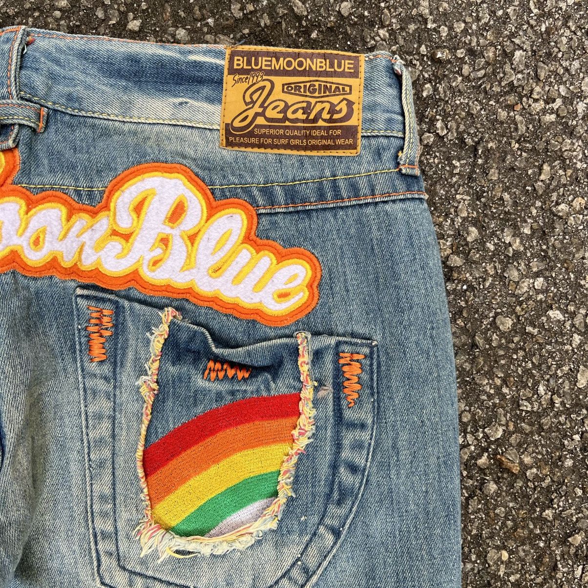 Other Blue Moon Blue Rainbow Denim Distressed Jeans Faded Blue Size 29" - 11 Thumbnail
