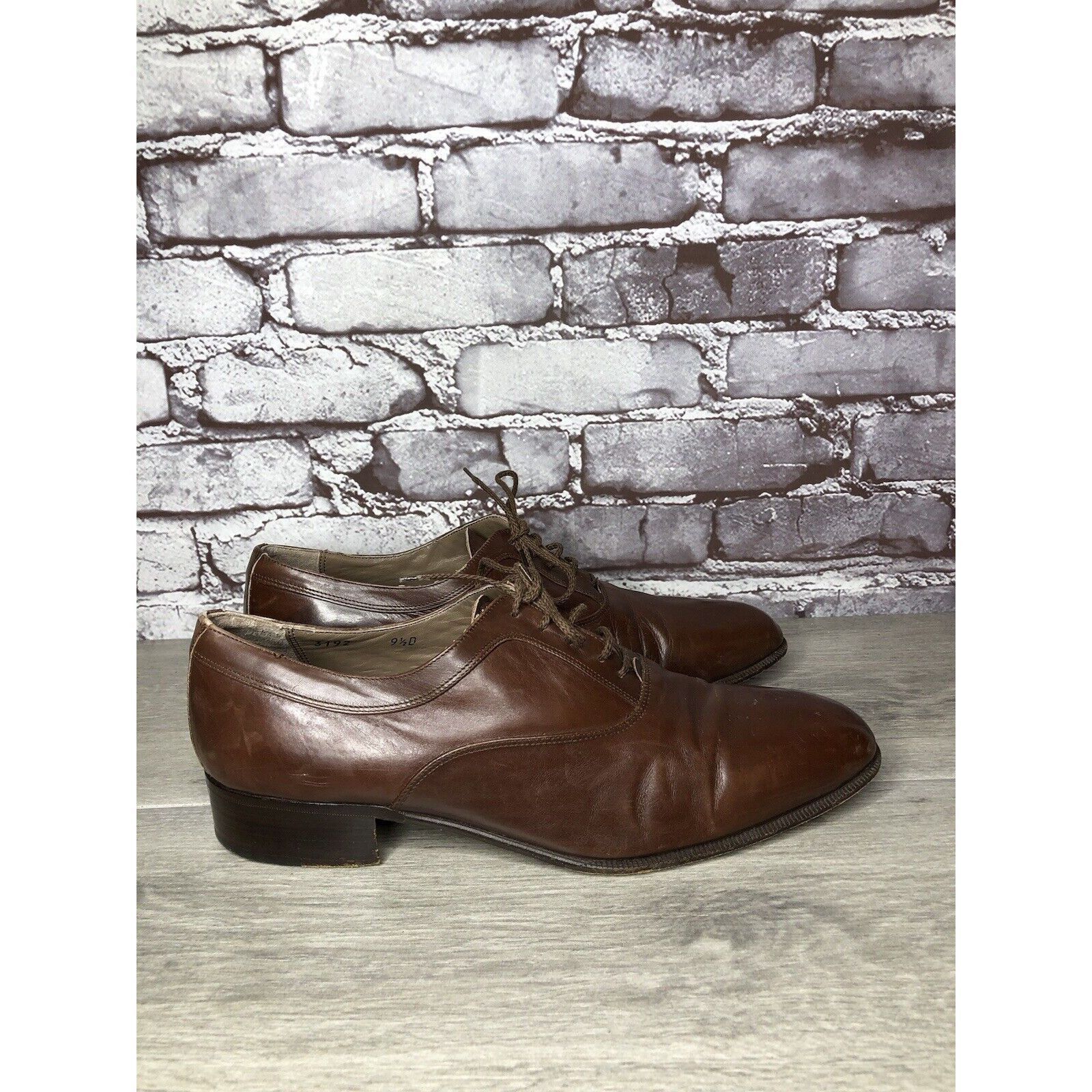 Other Ennesi Gold VTG Brown Leather Derby Lace Up Dress Shoes Men Size US 9.5 / EU 42-43 - 4 Thumbnail