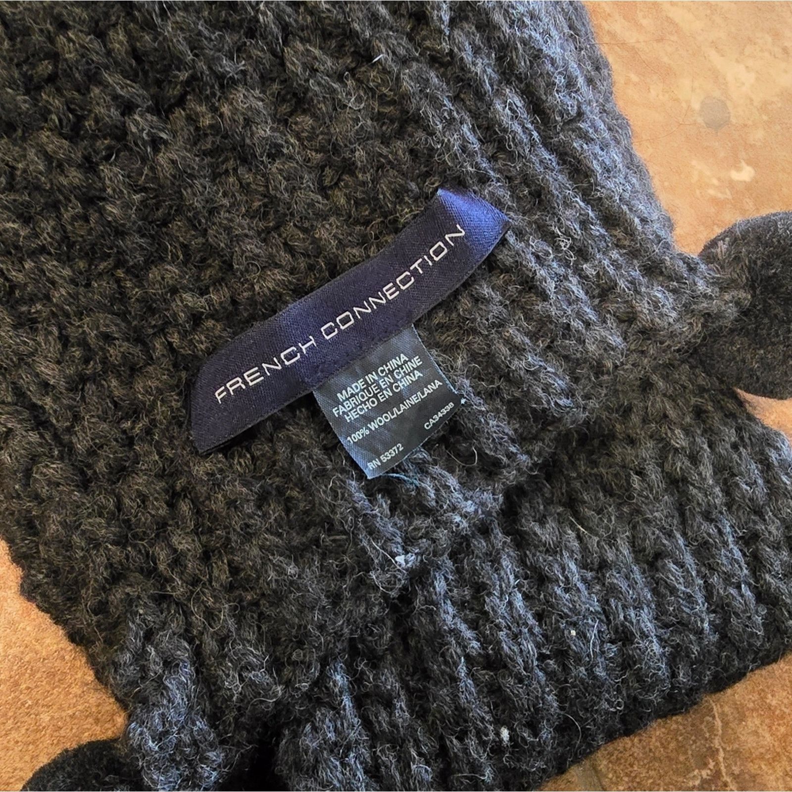 French Connection Dark Grey | FRENCH CONNECTION | Winter Scarf w/Poms Size ONE SIZE - 3 Thumbnail