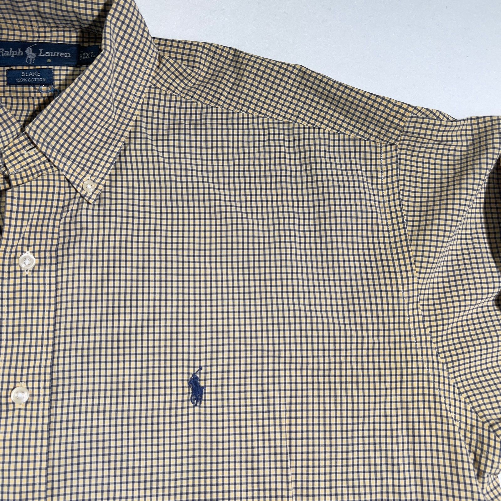Ralph Lauren Ralph Lauren Button Shirt Blake Cut XL Yellow & Navy Check Size US XL / EU 56 / 4 - 3 Thumbnail