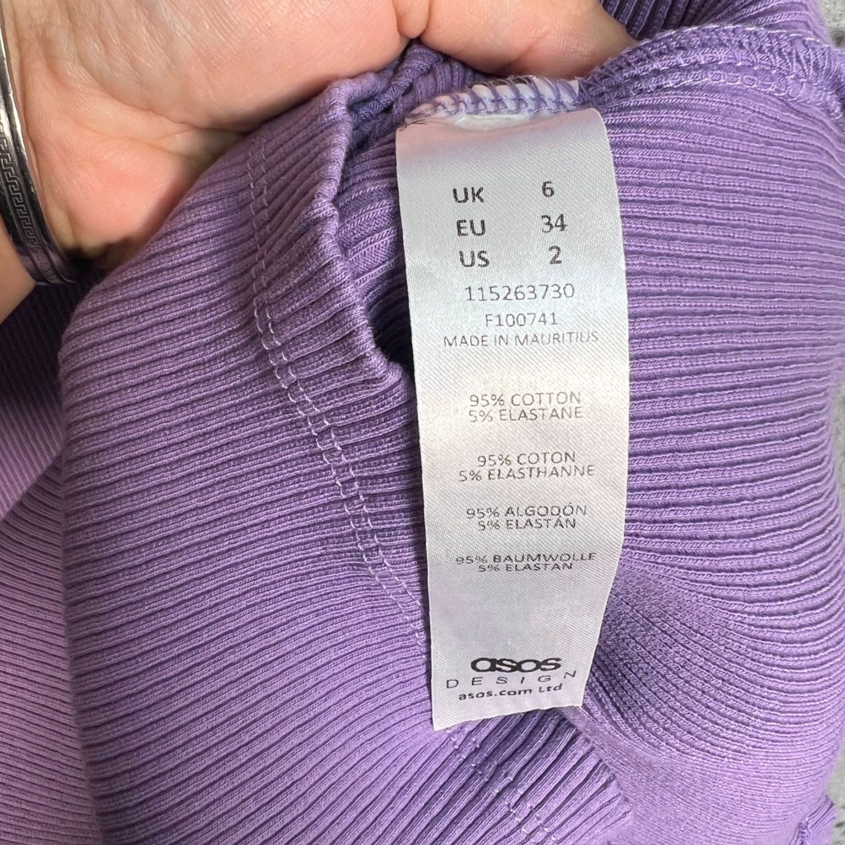 Asos ASOS Design Womens Tank Dress Purple Ribbed Knit Midi Dress 2 Sleeveless Party/Cocktail Summer Spring Womens Size XS / US 0-2 / IT 36-38 - 4 Thumbnail