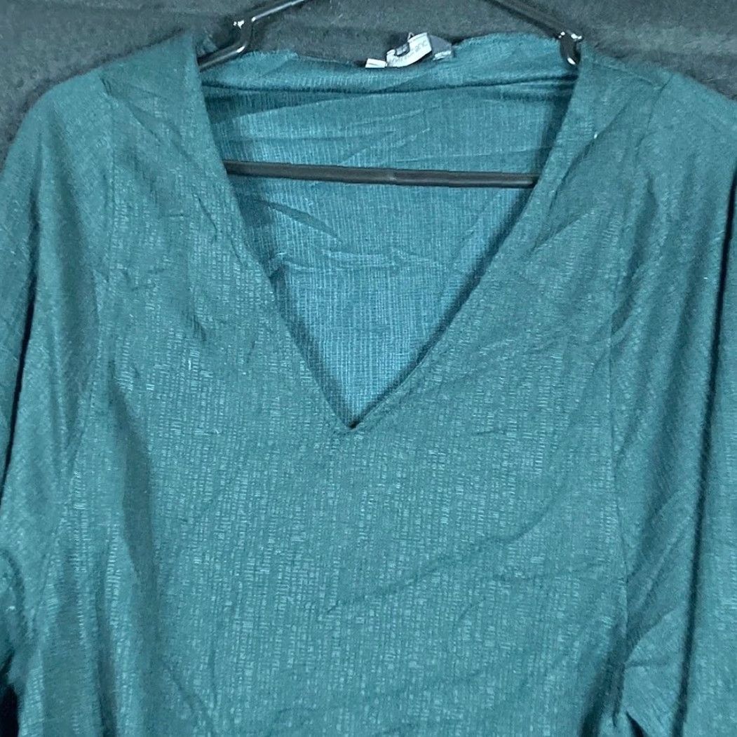 Banana Republic Banana Republic Blouse Womens Dark Green V-Neck Long Sleeve Stretch Small Shirt Size S / US 4 / IT 40 - 2 Thumbnail
