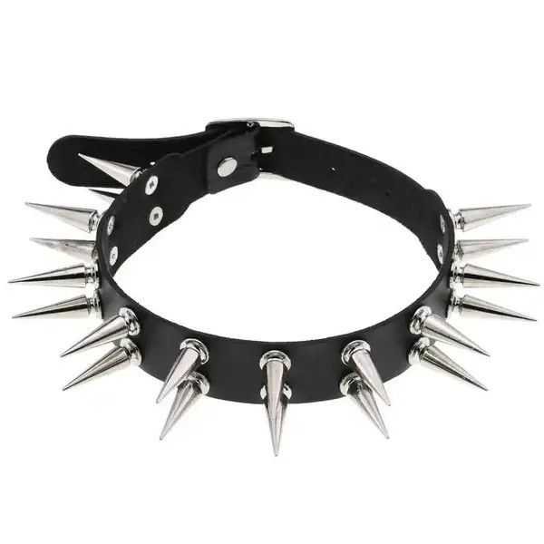 Other Long Spiked Choker Collar Leather Goth Necklace Size ONE SIZE - 1 Thumbnail