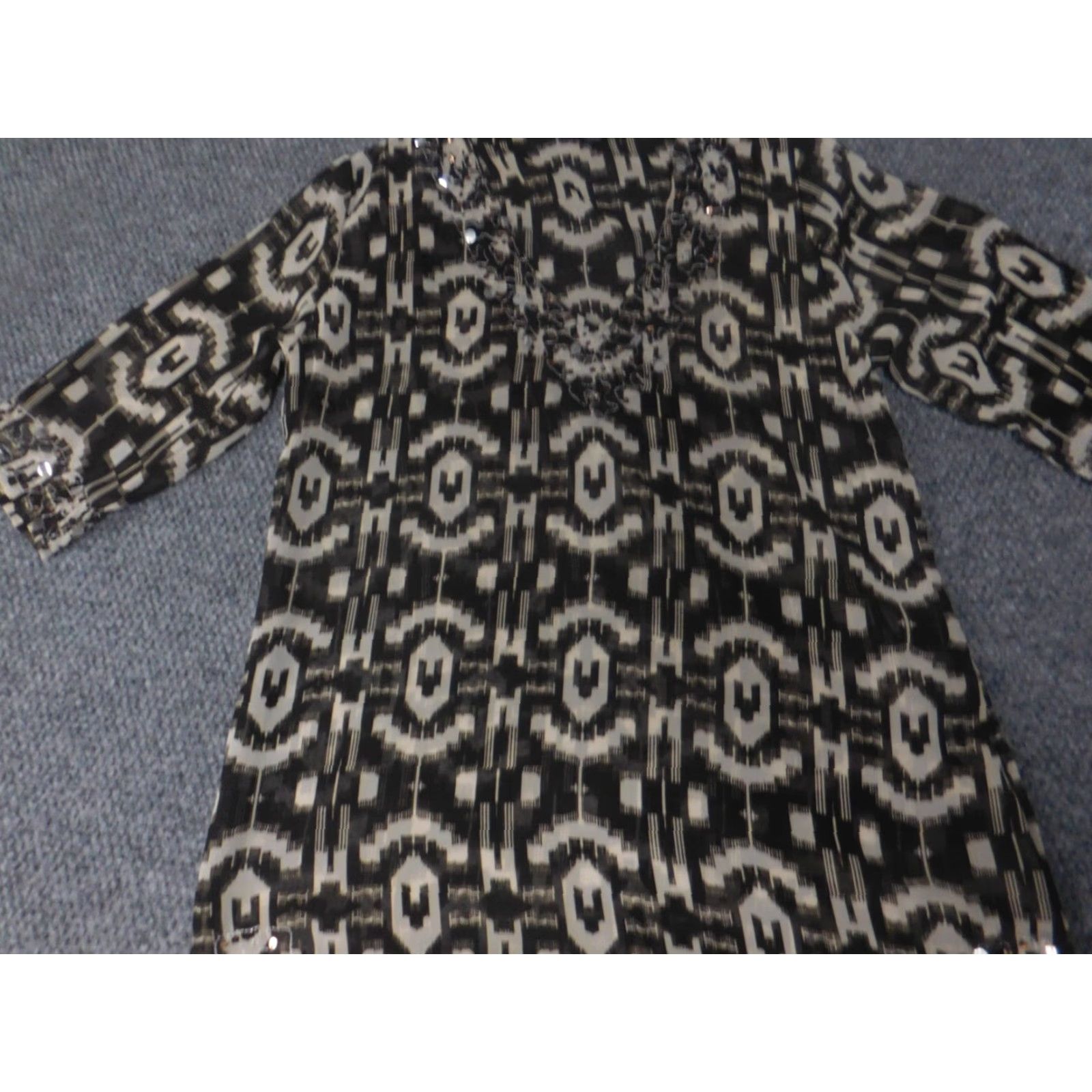 Vintage Mix Nouveau Blouse Womens M Brown Polyester Rayon Crew Neck Long Sleeve Casual Pullover Floral Butterfly Basic Stretch Casual Shirt Size M / US 6-8 / IT 42-44 - 2 Thumbnail