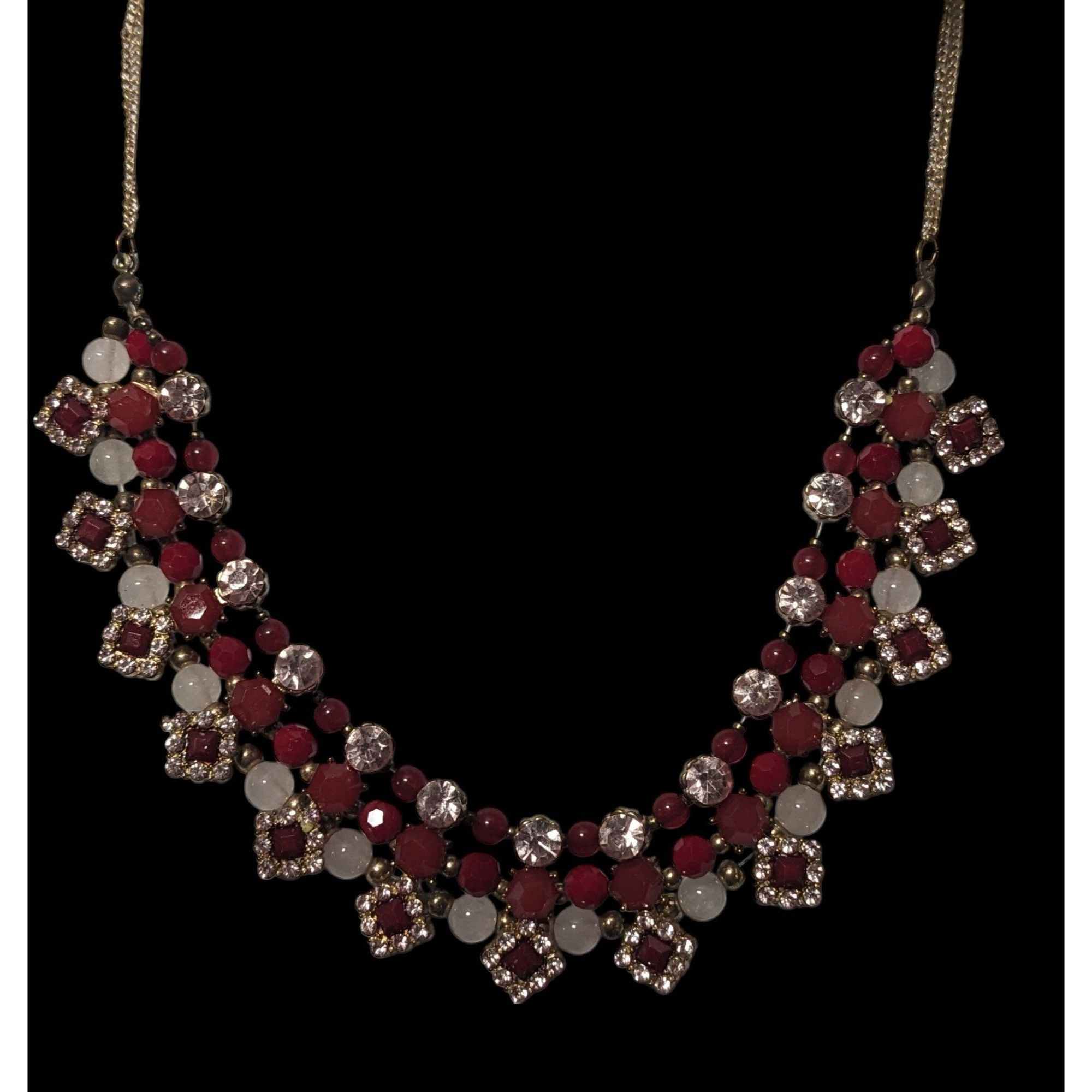 Other Elegant Glam Red And silver Rhinestone Statement Necklace Size ONE SIZE - 2 Thumbnail