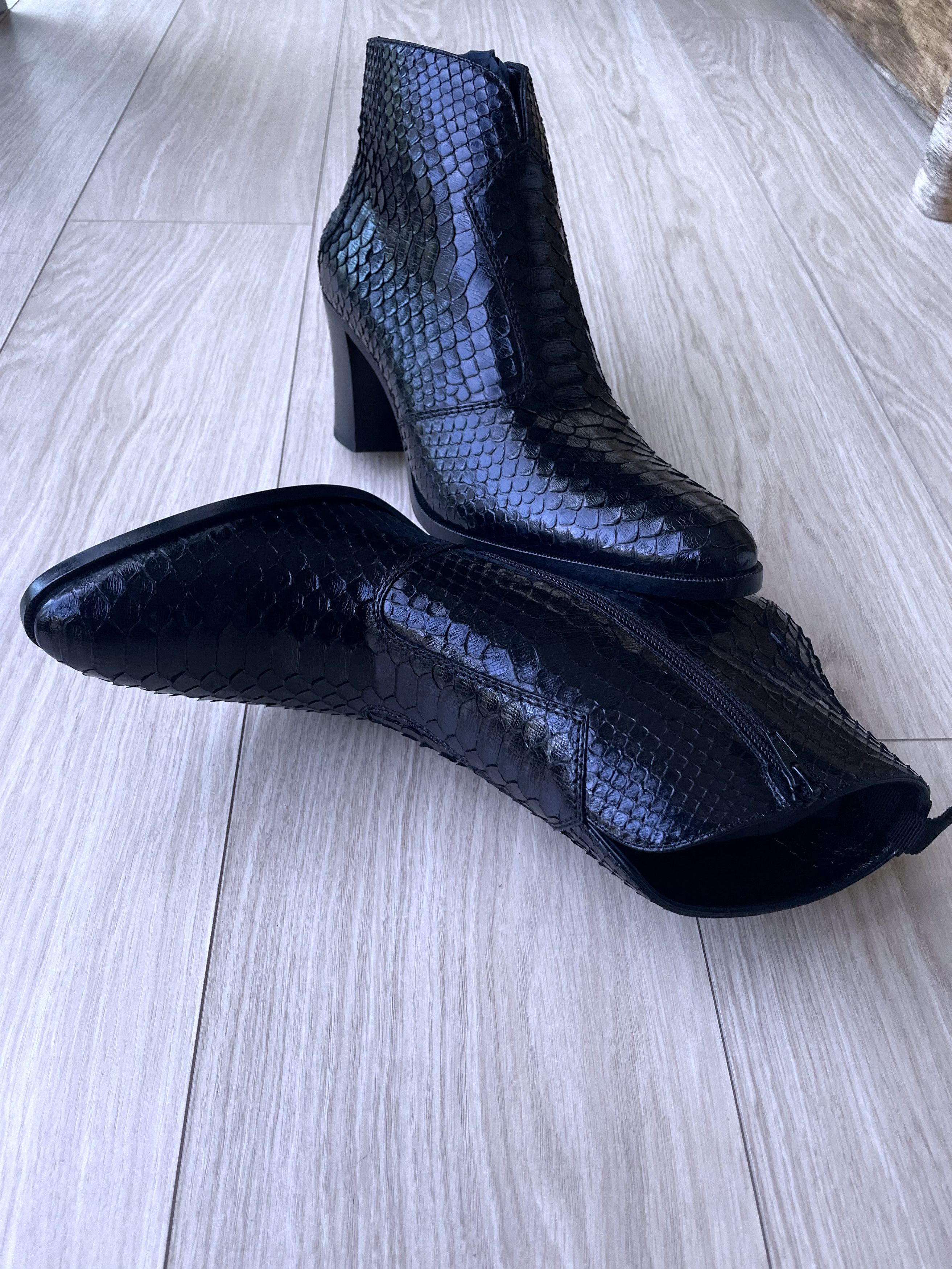 Celine × Hedi Slimane *GRAIL* AW20 BRAND NEW SHINY PYTHON LEATHER PAGES BOOTS Size US 12 / EU 45 - 9 Thumbnail