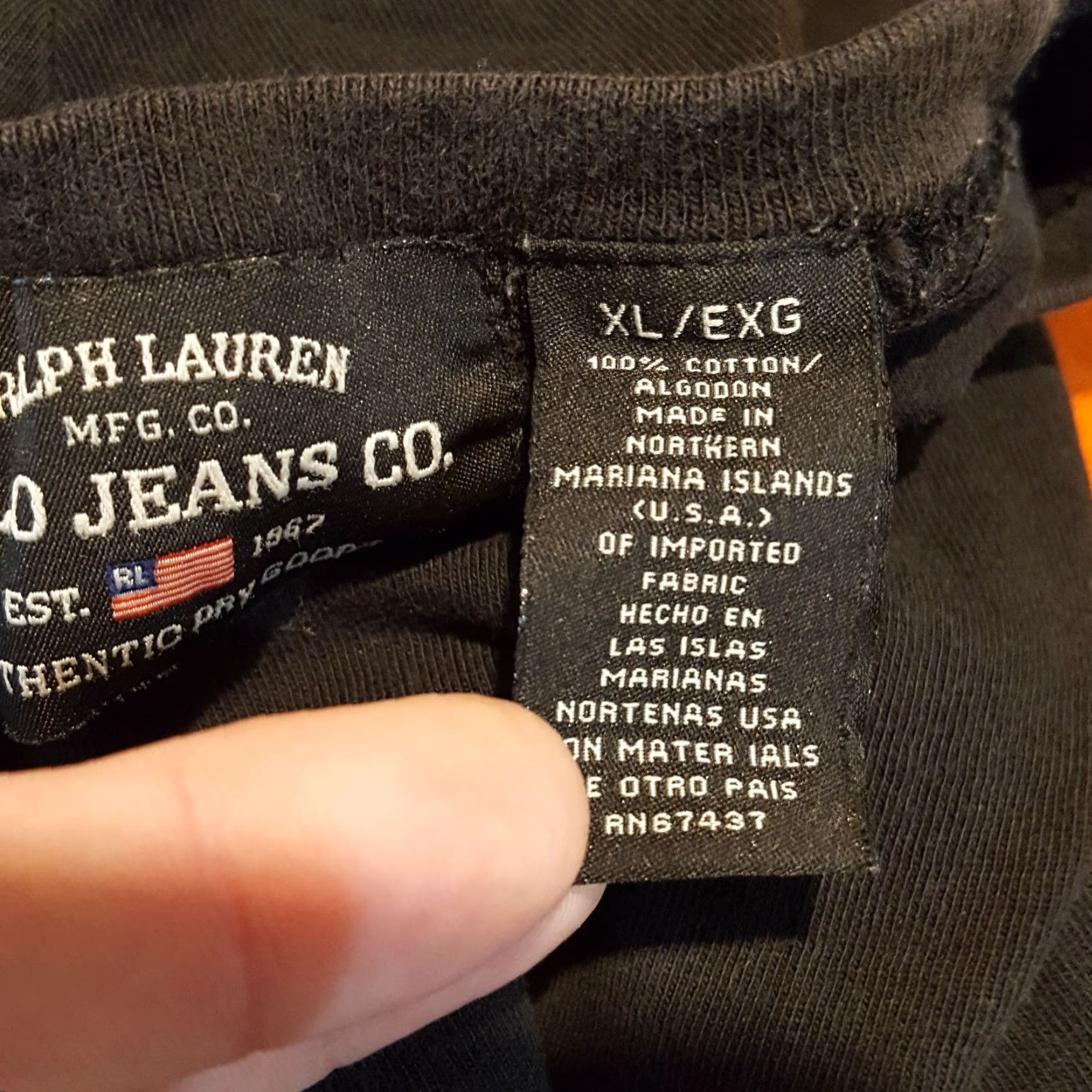 Ralph Lauren VINTAGE Ralph Lauren Polo Jeans Co T-Shirt Men XL Black Cotton Embroidered Logo 90s Grunge Preppy Vintage Size US XL / EU 56 / 4 - 5 Thumbnail