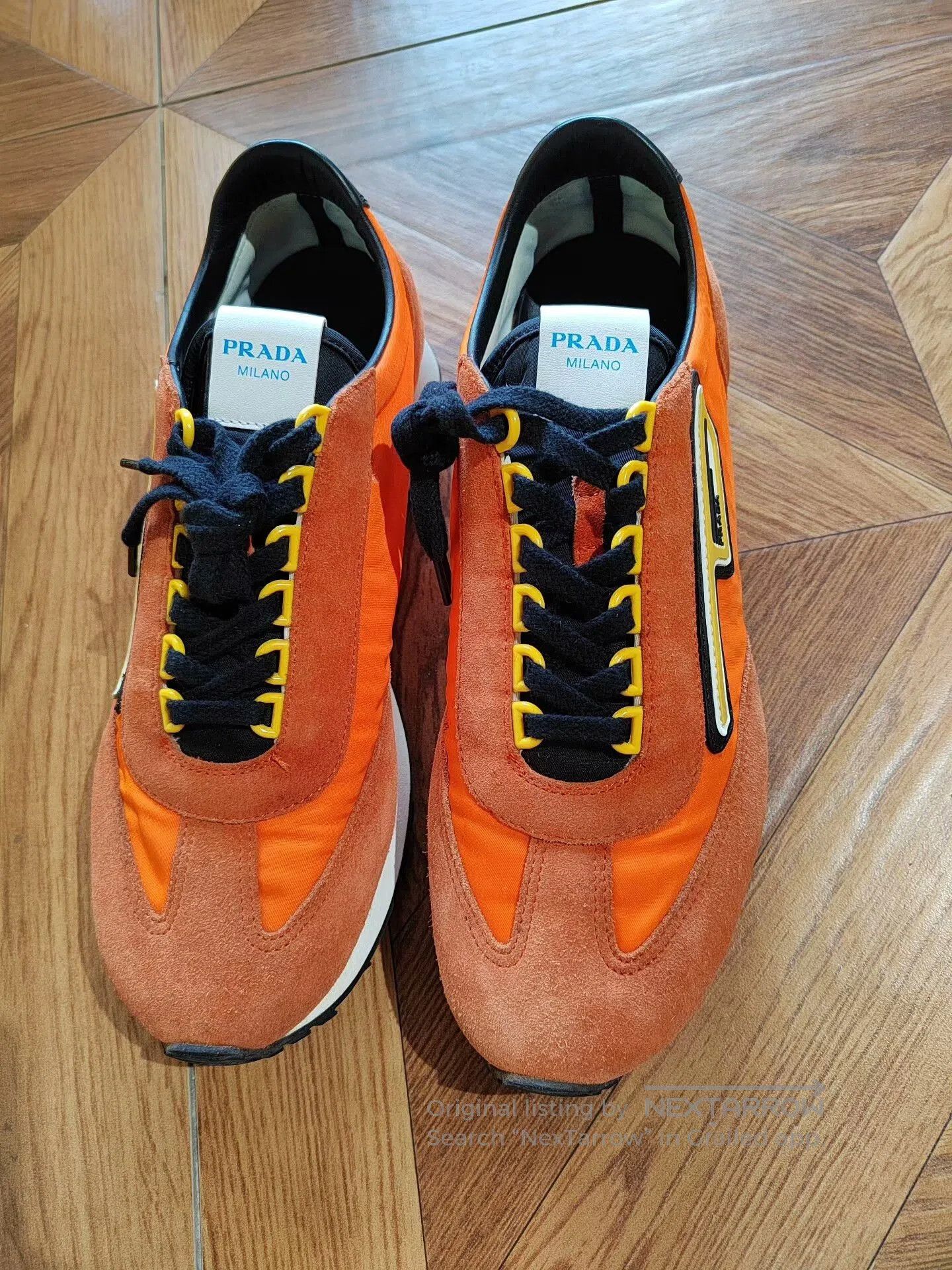Prada PRADA Orange Suede Sneakers for Sale. Size US 8.5 / EU 41-42 - 2 Thumbnail