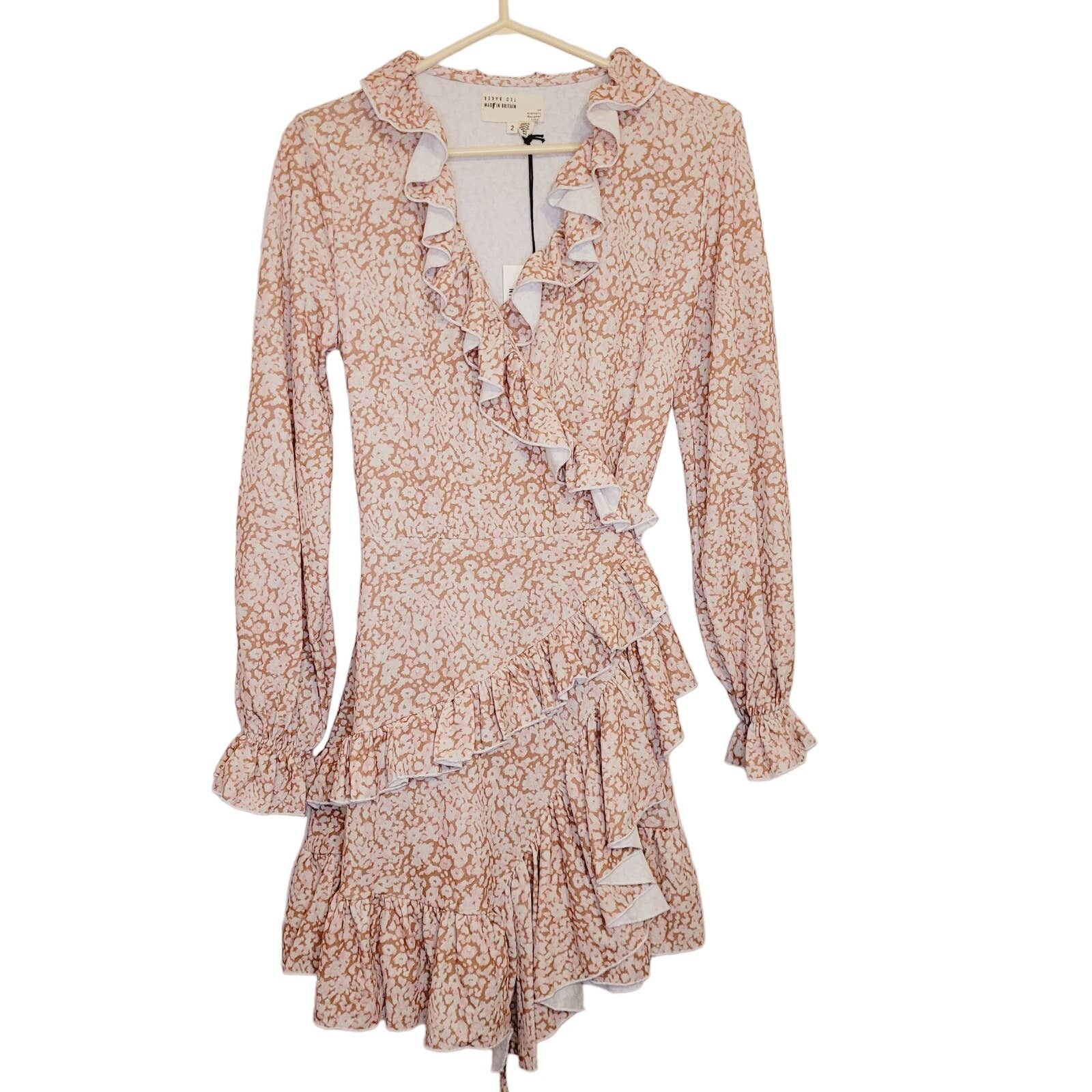 Ted Baker NewTed Baker Quiin pink floral ruffle long sleeve wrap dress Size M / US 6-8 / IT 42-44 - 2 Thumbnail