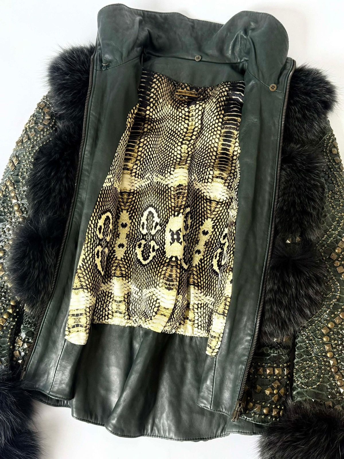 Roberto Cavalli Roberto Cavalli Embellished Studded Python Leather & Fur Size S / US 4 / IT 40 - 7 Thumbnail
