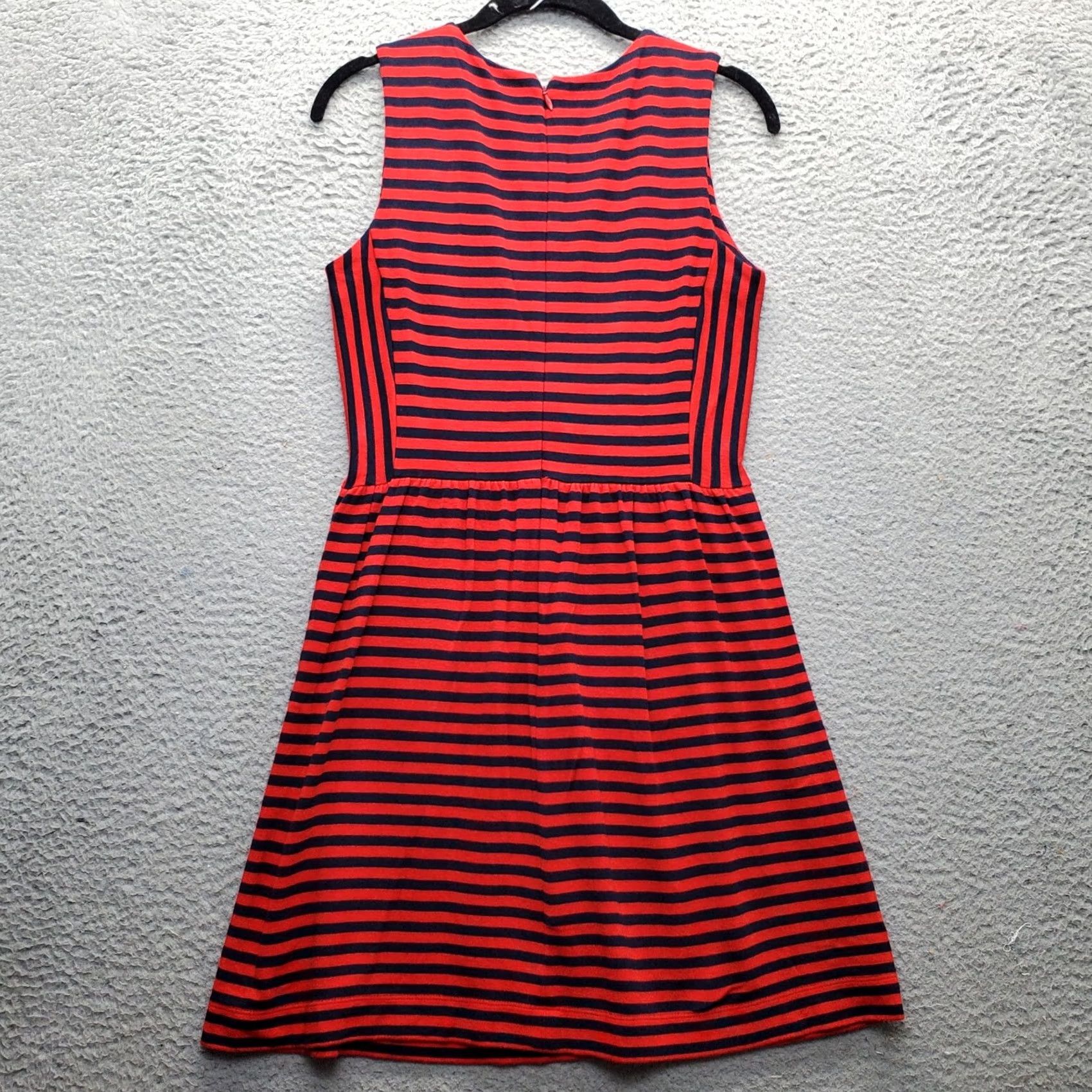 J.Crew J.CREW A Line Dress Womens XS Navy Red Striped Wide Strap Pleated Waist Back Zip Size XS / US 0-2 / IT 36-38 - 2 Thumbnail
