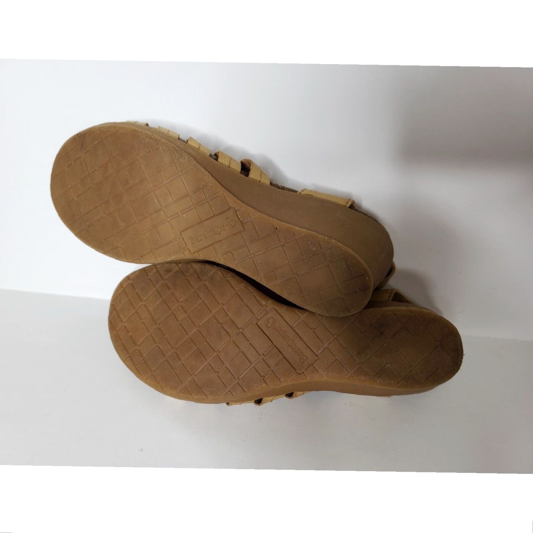 Vintage Baretraps Womens Sandals 6M Tan Wedge Strappy Open Toe Novva Memory Foam Gladiator Beige Leather Shoes Womens 6M Size US 6 / IT 36 - 7 Thumbnail