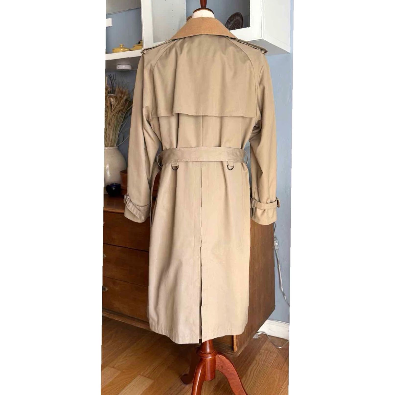 Vintage VINTAGE J.H. HOOK Trench Coat Khaki Nova Check & Wool Liner Collar Throat Latch Coat 40 Regular Mens Size US XXS / EU 40 - 4 Thumbnail