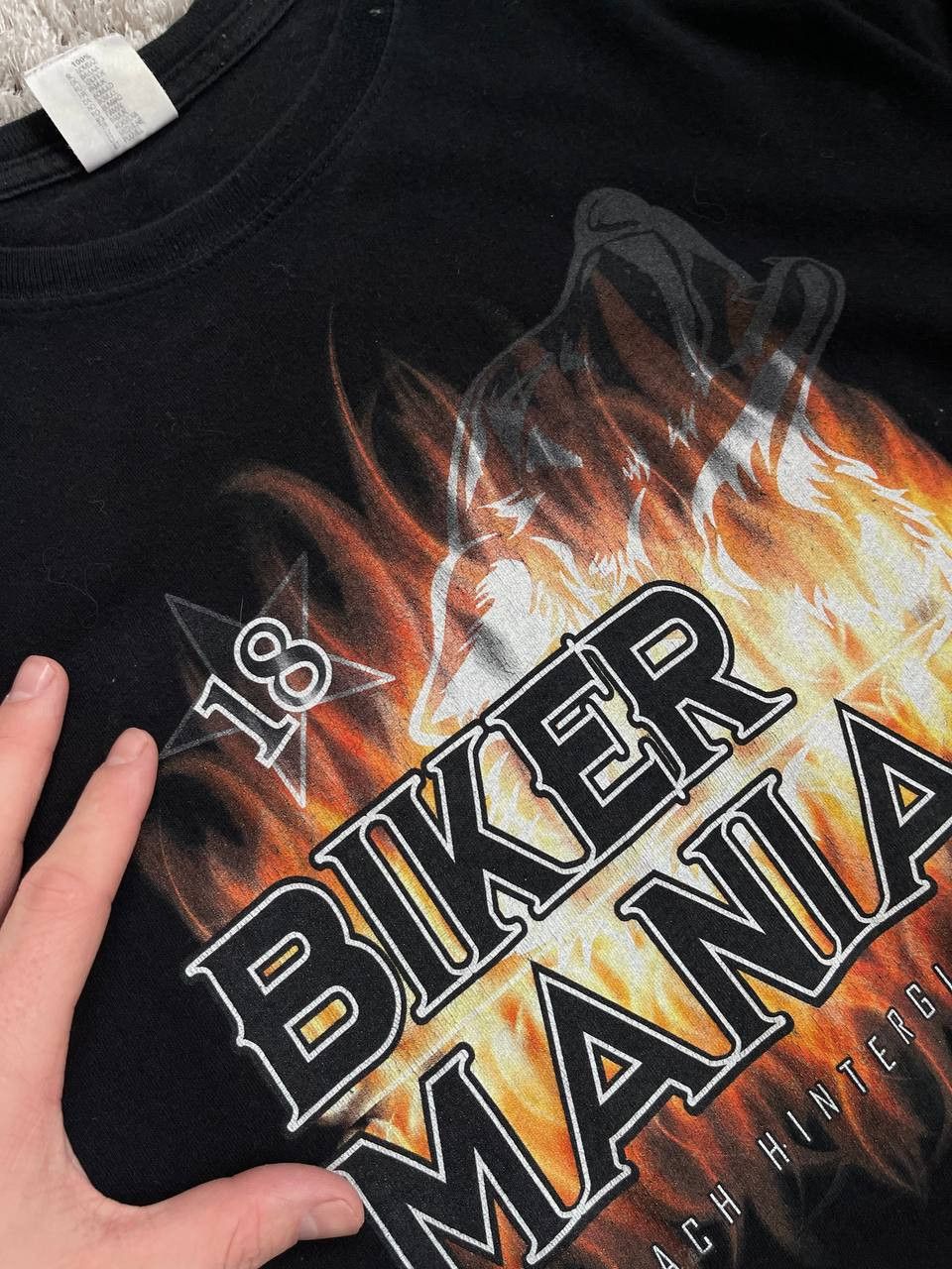 Vintage vintage biker mania big logo tee Size US L / EU 52-54 / 3 - 4 Thumbnail