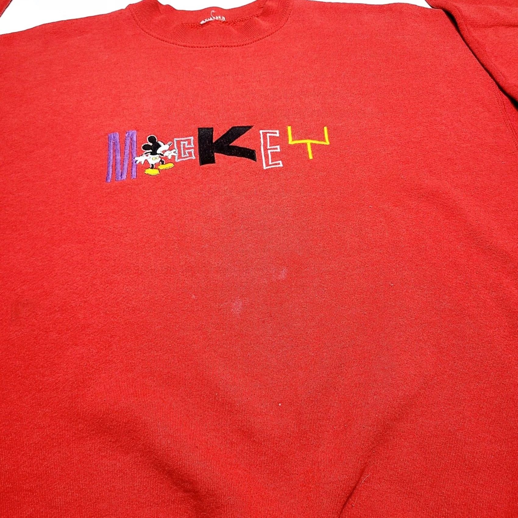 Mickey & Co. VINTAGE Mickey Sweatshirt Mens XL Red Embroidered Mickey Mouse 90s Crew Neck Pullover Size US XL / EU 56 / 4 - 3 Thumbnail