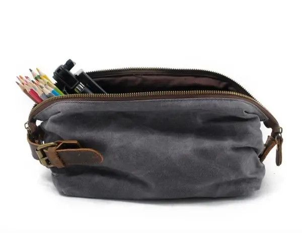 VIBE Canvas And Leather Men Toiletry Bag Size ONE SIZE - 3 Thumbnail