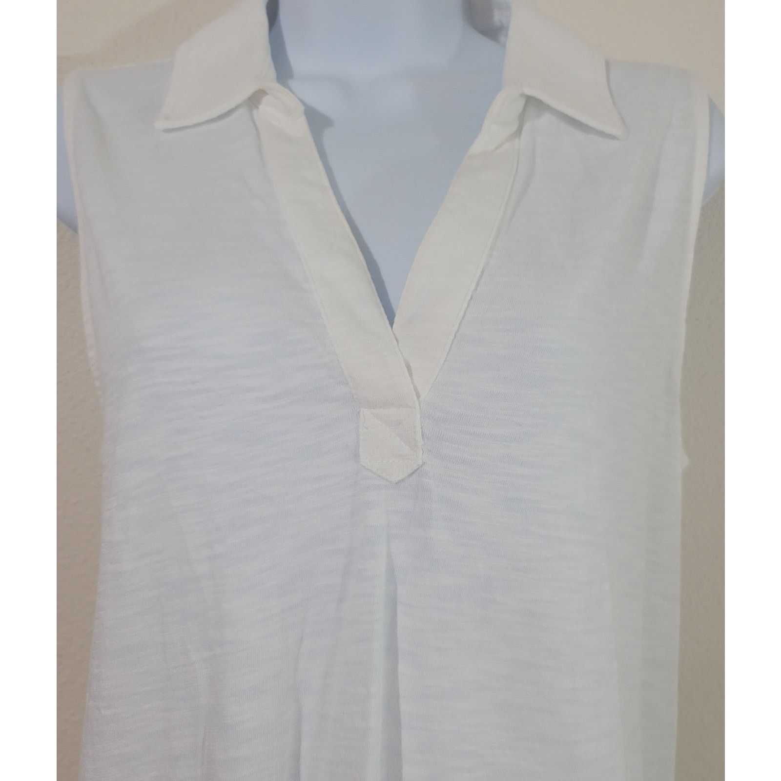 Other Soma White Slub Knit Collard V Neck Tunic Tank Large Size L / US 10 / IT 46 - 2 Thumbnail