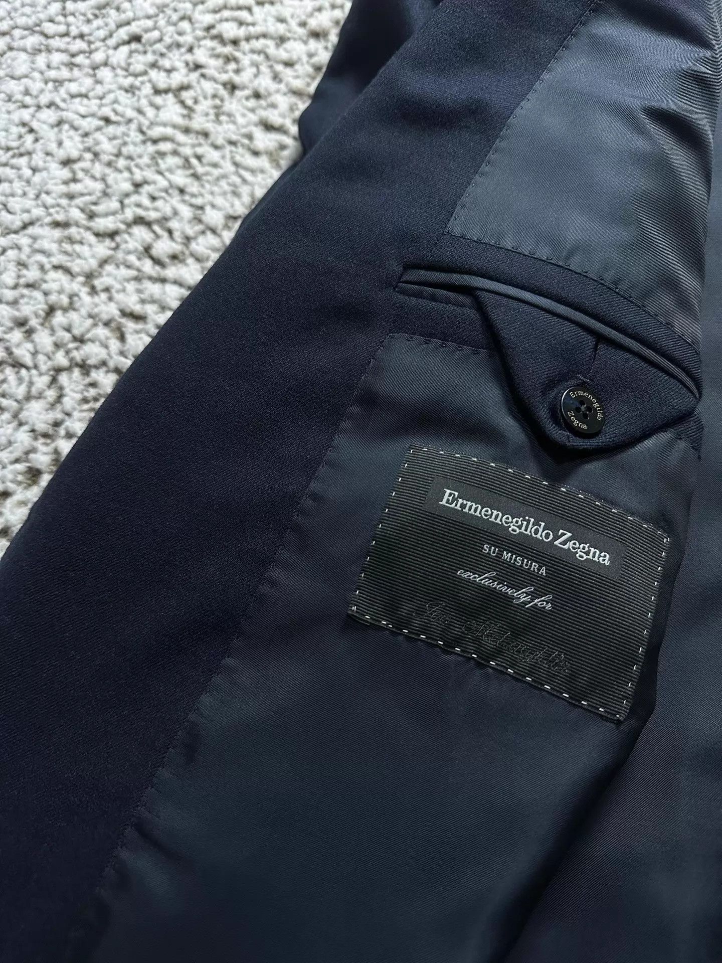 Ermenegildo Zegna Ermenegildo Zegna Su Misura Cashmere Flannel Suit Navy Size 54R - 3 Thumbnail