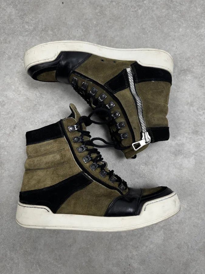 Balmain AW2015 Balmain H&M Khaki Suede Leather High Sneakers Size US 8 / IT 38 - 3 Thumbnail