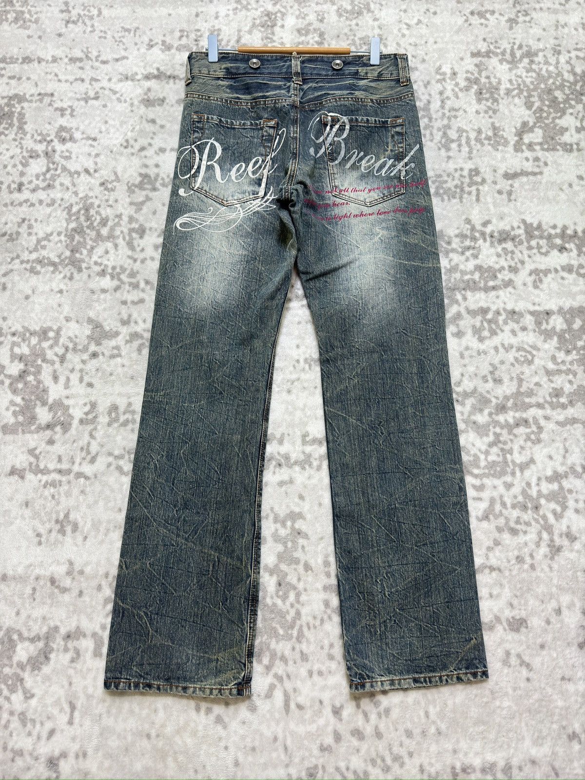 If Six Was Nine Japanese Whiskered & Claw Mark Graphic Poem Print Denim Size US 31 - 2 Thumbnail