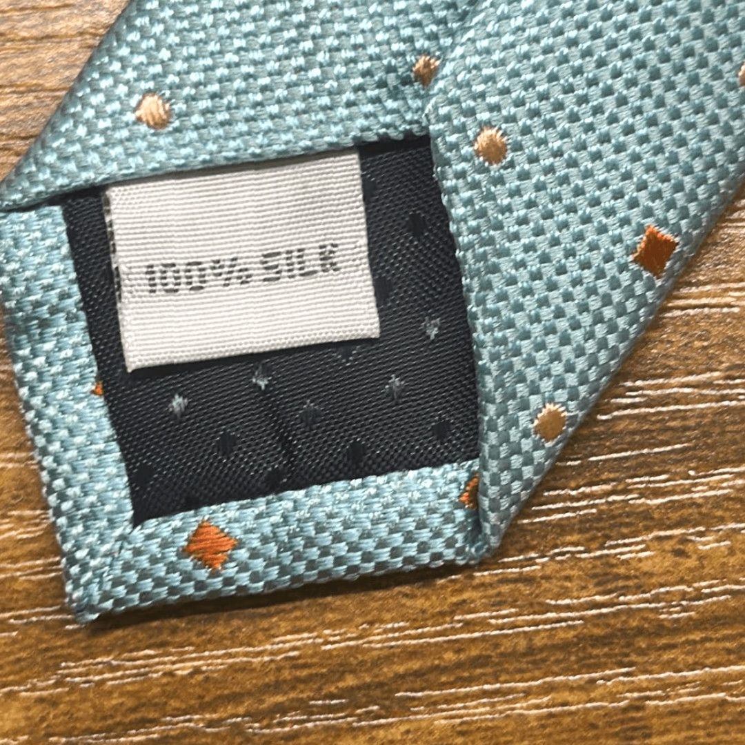Egara EGARA Tie Men Blue Orange Dot 100% Silk Necktie NEW, One Size, 60" Length, 3" Width, Blue, Necktie, Mens, Silk Tie Size ONE SIZE - 5 Thumbnail