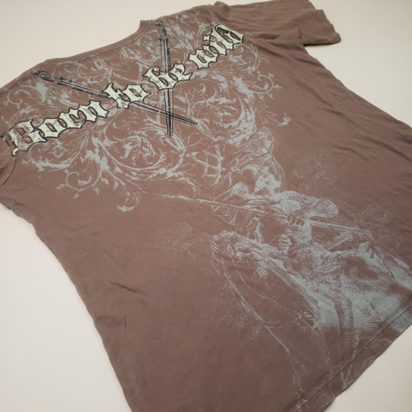 Affliction y2k AOP Graphic T Shirt Resurge Punk Knight Smoke Sword XL Size US XL / EU 56 / 4 - 4 Thumbnail