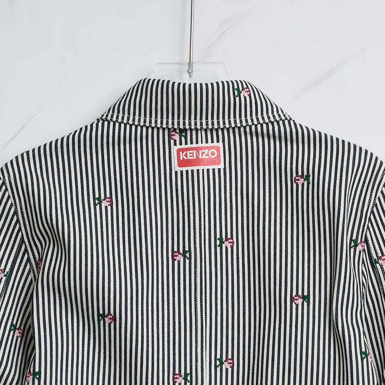Kenzo KENZO Neutral striped embroidered denim jacket Size S / US 4 / IT 40 - 4 Thumbnail
