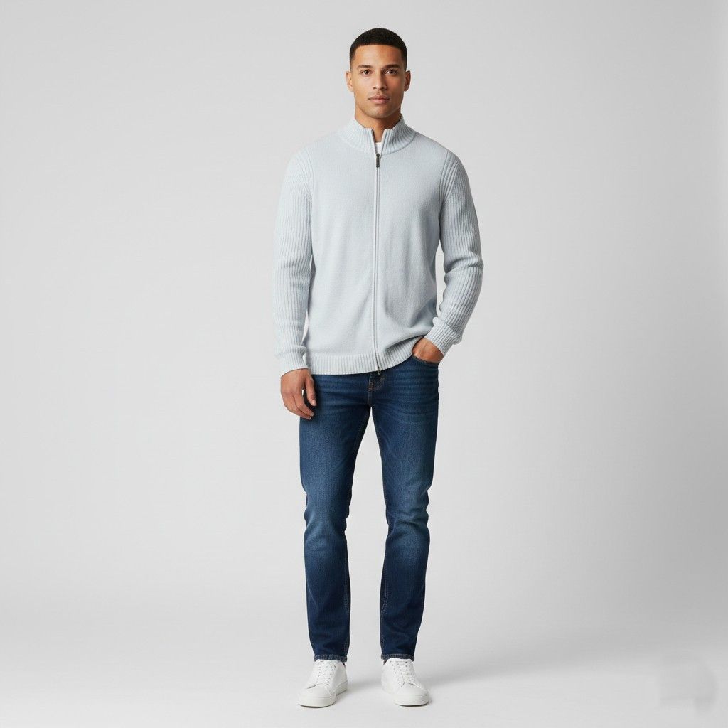 Chevignon Chevignon Men XXL Sweater Blue Cotton Zip Up 5710 Size US XXL / EU 58 / 5 - 1 Thumbnail