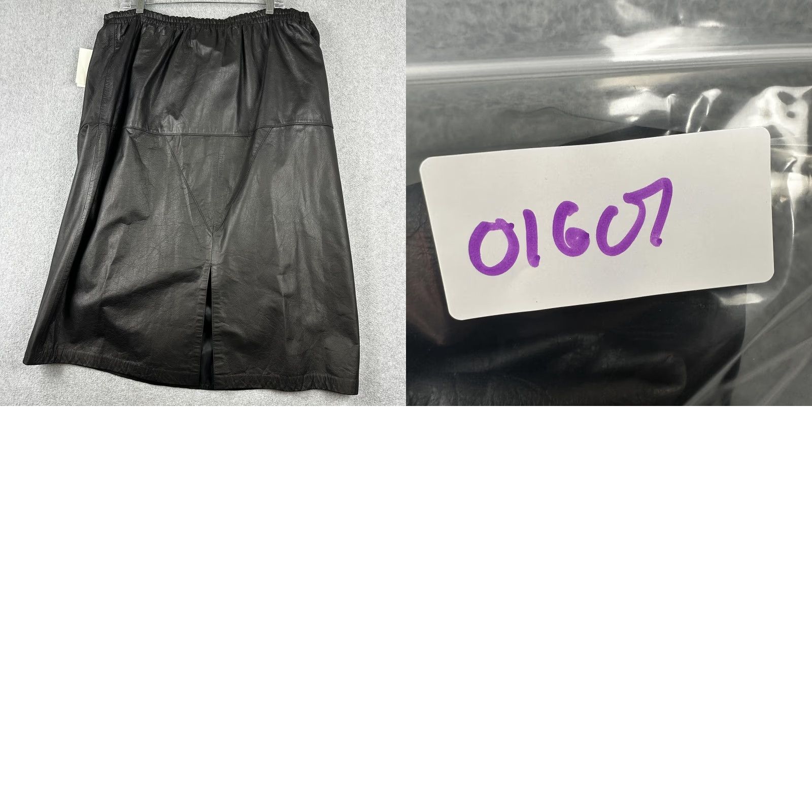 Vintage VINTAGE Bonnie Boerer Plus Skirt Womens 3X Black Leather Elastic Waist Midi NWT 90s Slit Pencil Mens? Size 40" / US 18 - 8 Thumbnail
