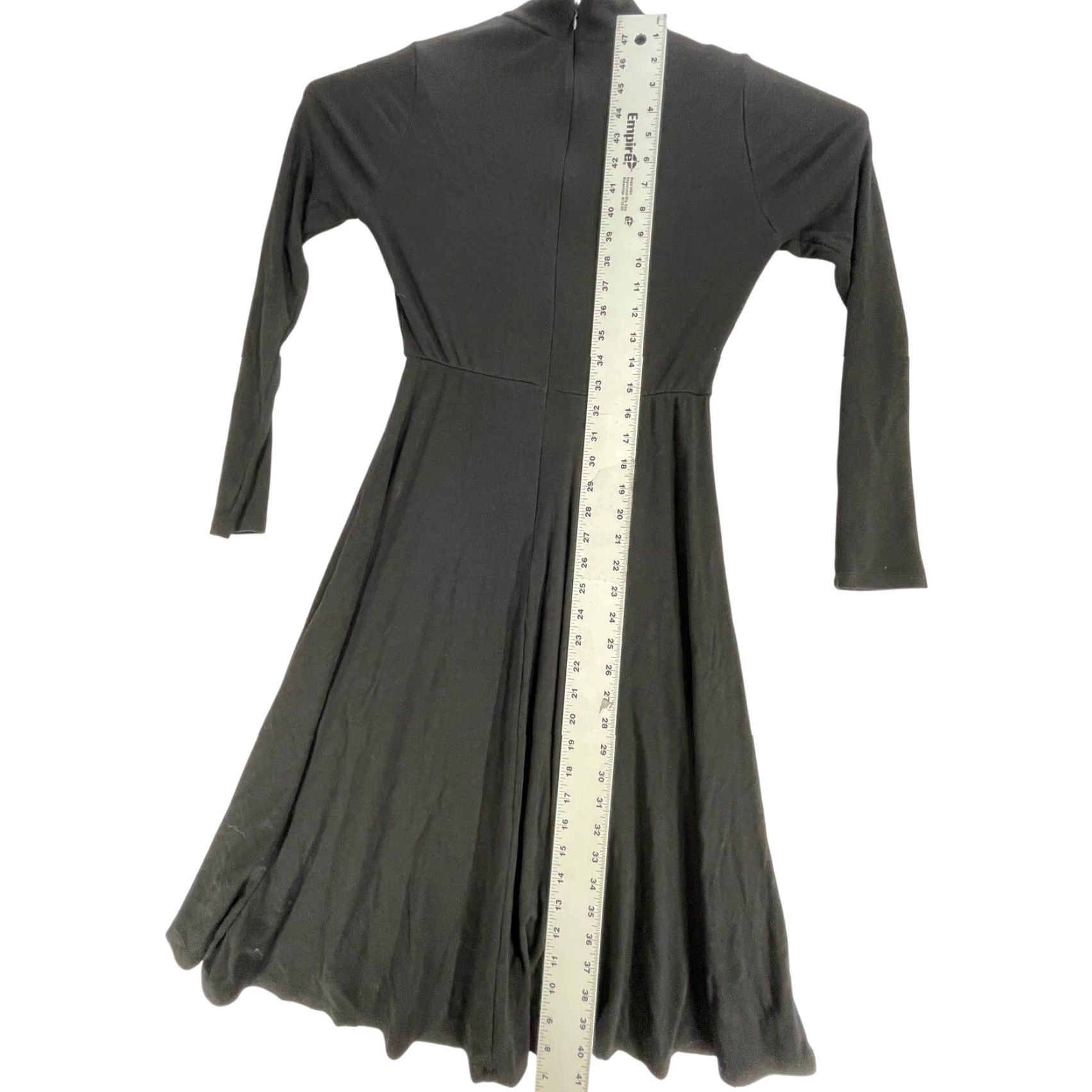 Lulus Lulus Midi Dress S Black Long Sleeve Mock Neck A-Line Office Casual Demure Minimalist Classic Womens Size S / US 4 / IT 40 - 4 Thumbnail