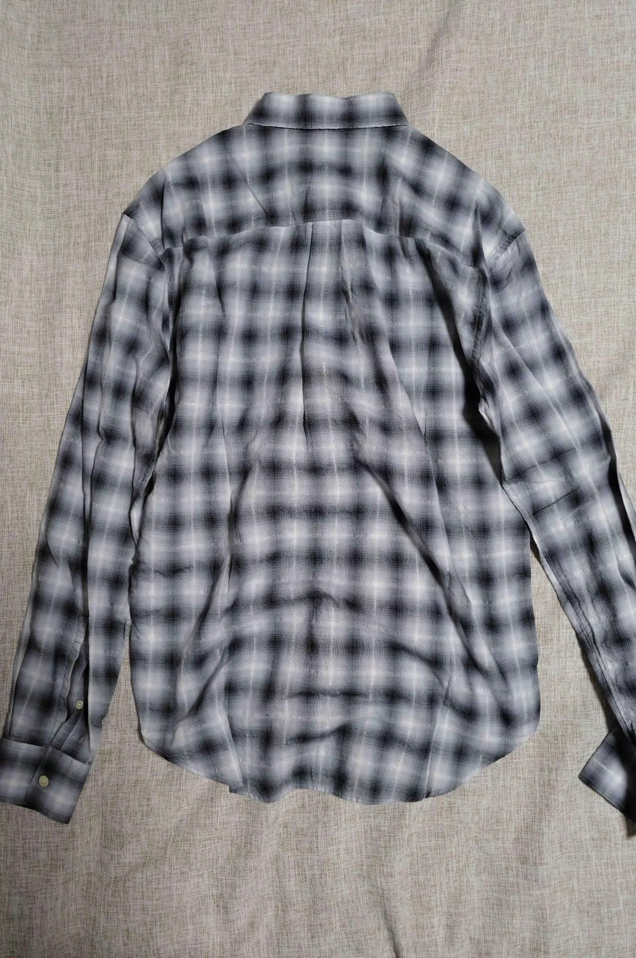 Saint Laurent Paris SLP 16SS Gradient Check Distressed Raw Hem Shirt Size US S / EU 44-46 / 1 - 2 Thumbnail