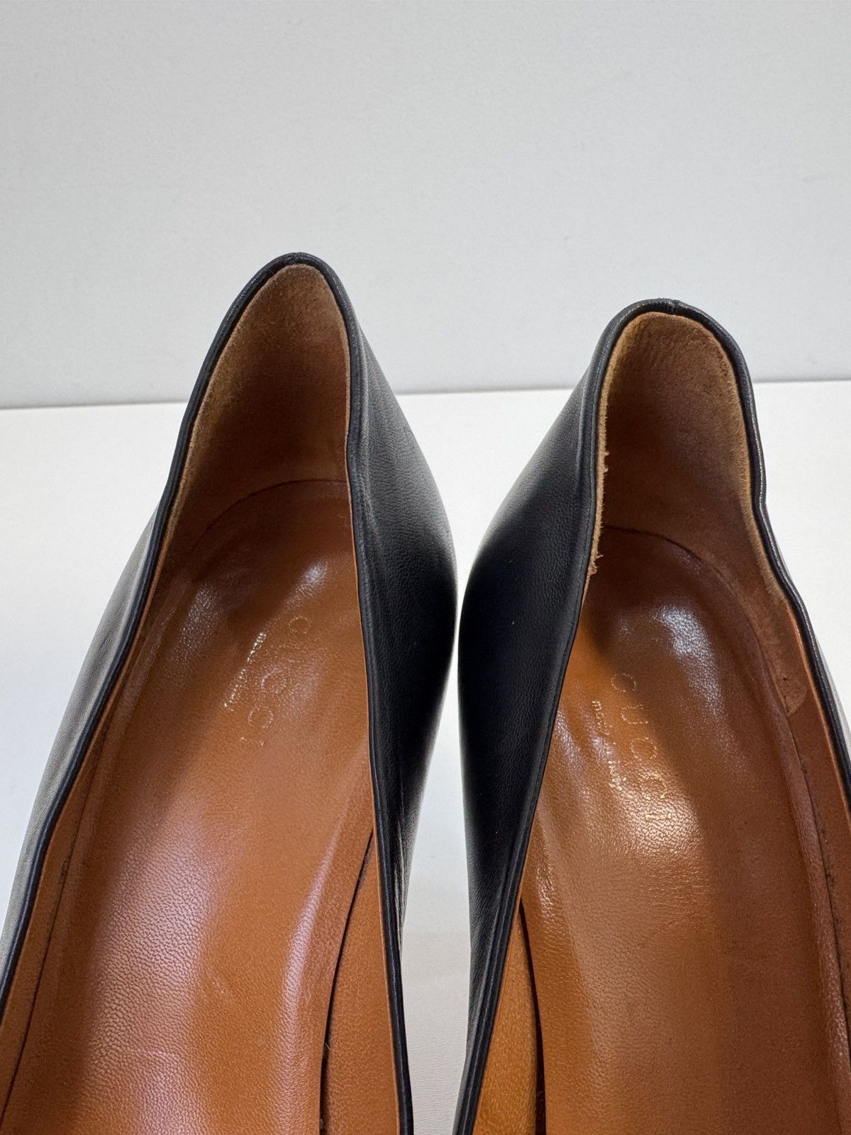 Gucci Gucci Black Leather Round Toe Platform Pumps Size US 8 / IT 38 - 16 Thumbnail