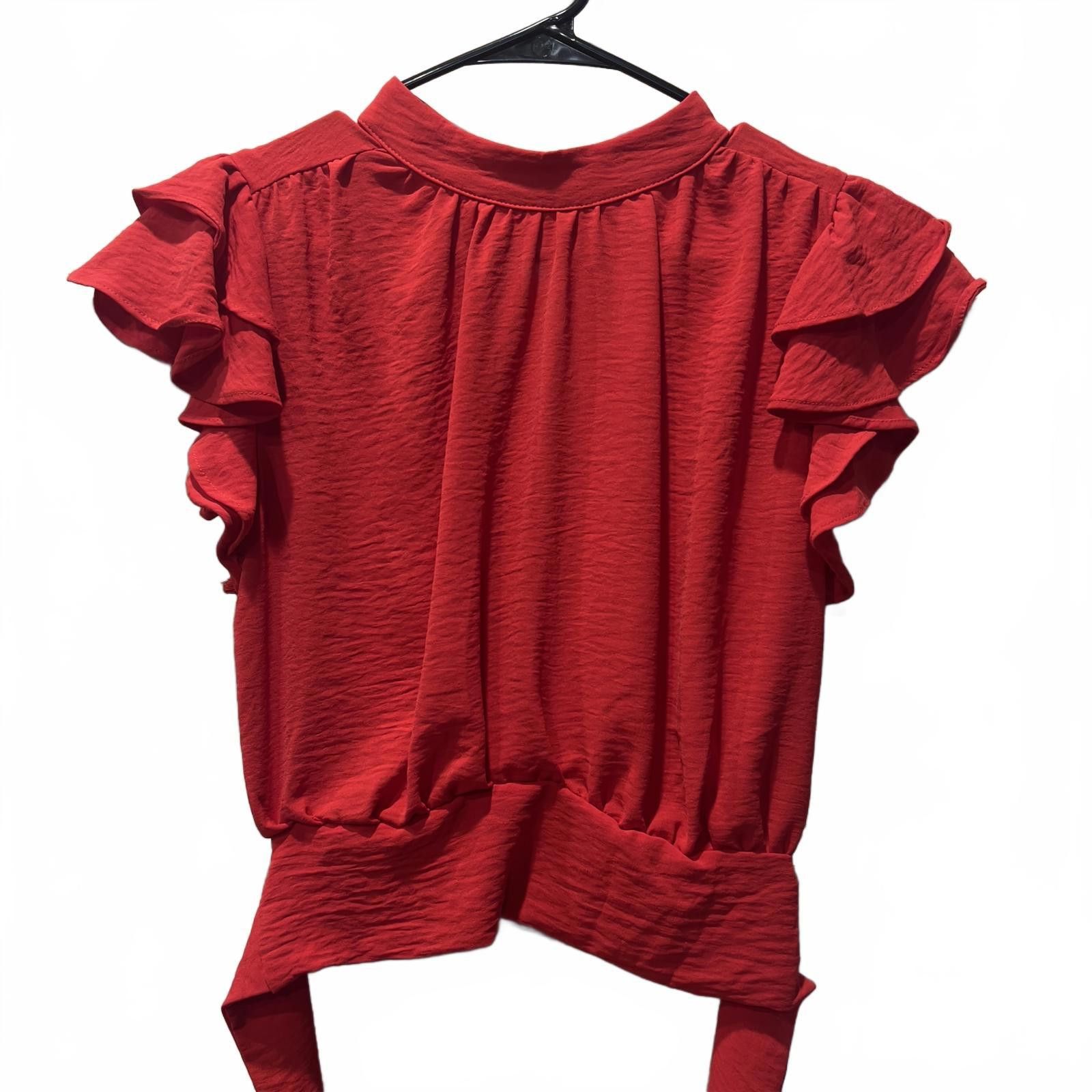 Other Pie In The Sky Elegant Red Ruffled Sleeve Women's Top Size M / US 6-8 / IT 42-44 - 1 Thumbnail