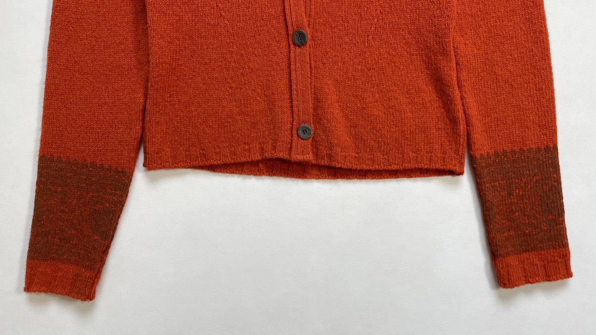 Dries Van Noten Patterned Sleeve Orange Wool Cardigan Size S / US 4 / IT 40 - 6 Thumbnail
