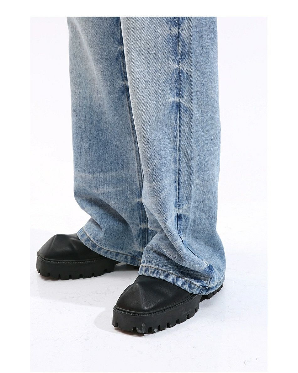 washed faded baggy gradient bootcut jeans