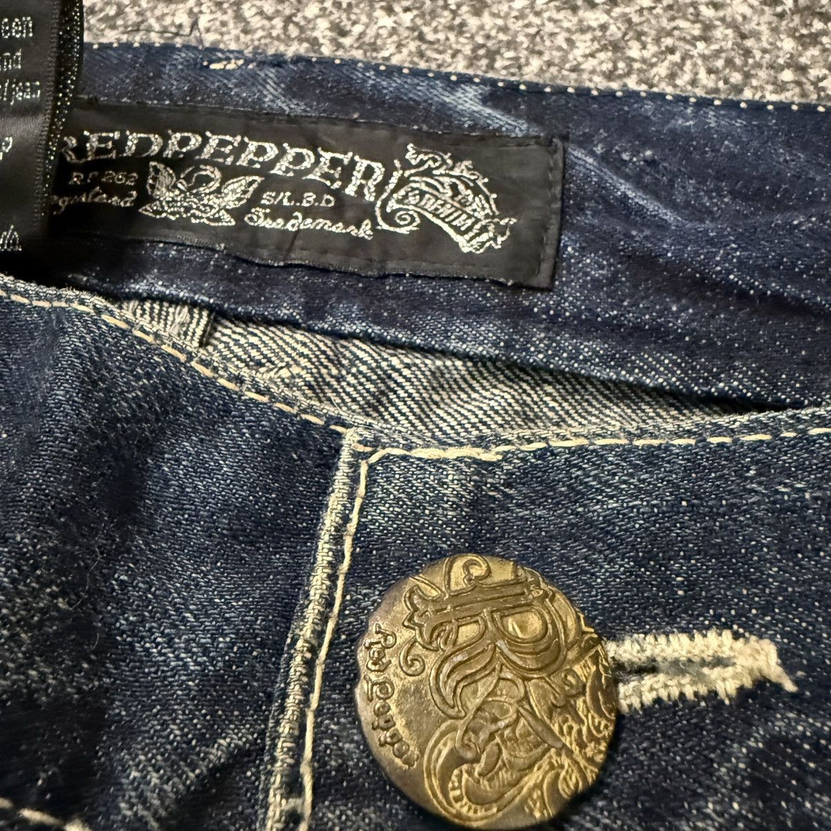 Le Grande Bleu (L.G.B.) 🔥🇯🇵 Studded Gem Bootcut RedPepper Gold Label Distressed Denim Size US 34 / EU 50 - 15 Thumbnail
