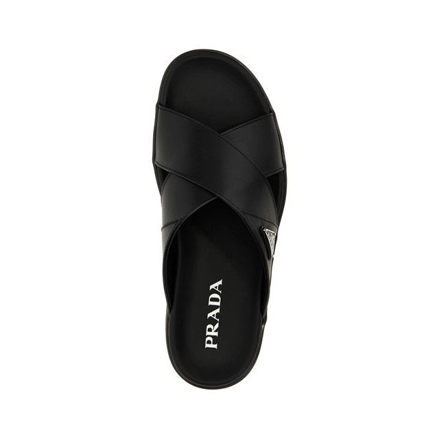 Prada PRADA Black Crisscross Slides New & Authentic (Men's size:7; Size US 7 / EU 40 - 4 Thumbnail