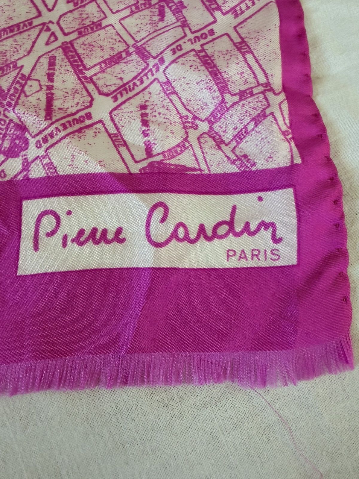 Pierre Cardin Pierre Cardin Paris Silk Scarf Pink Paris Map Print 62” Size ONE SIZE - 8 Thumbnail