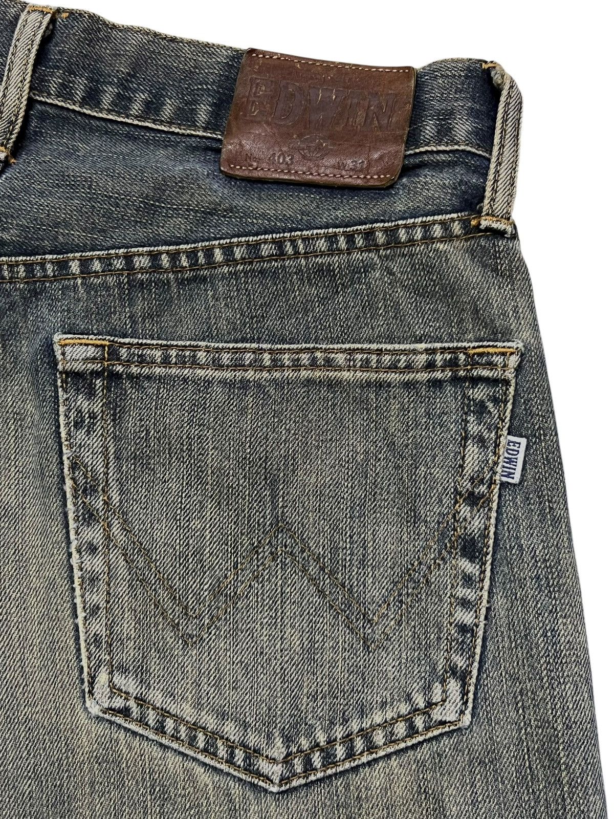 Edwin Vintage Exwin 403 Japan - Faded Mud Wash, Distressed Jeans Size US 31 - 9 Thumbnail
