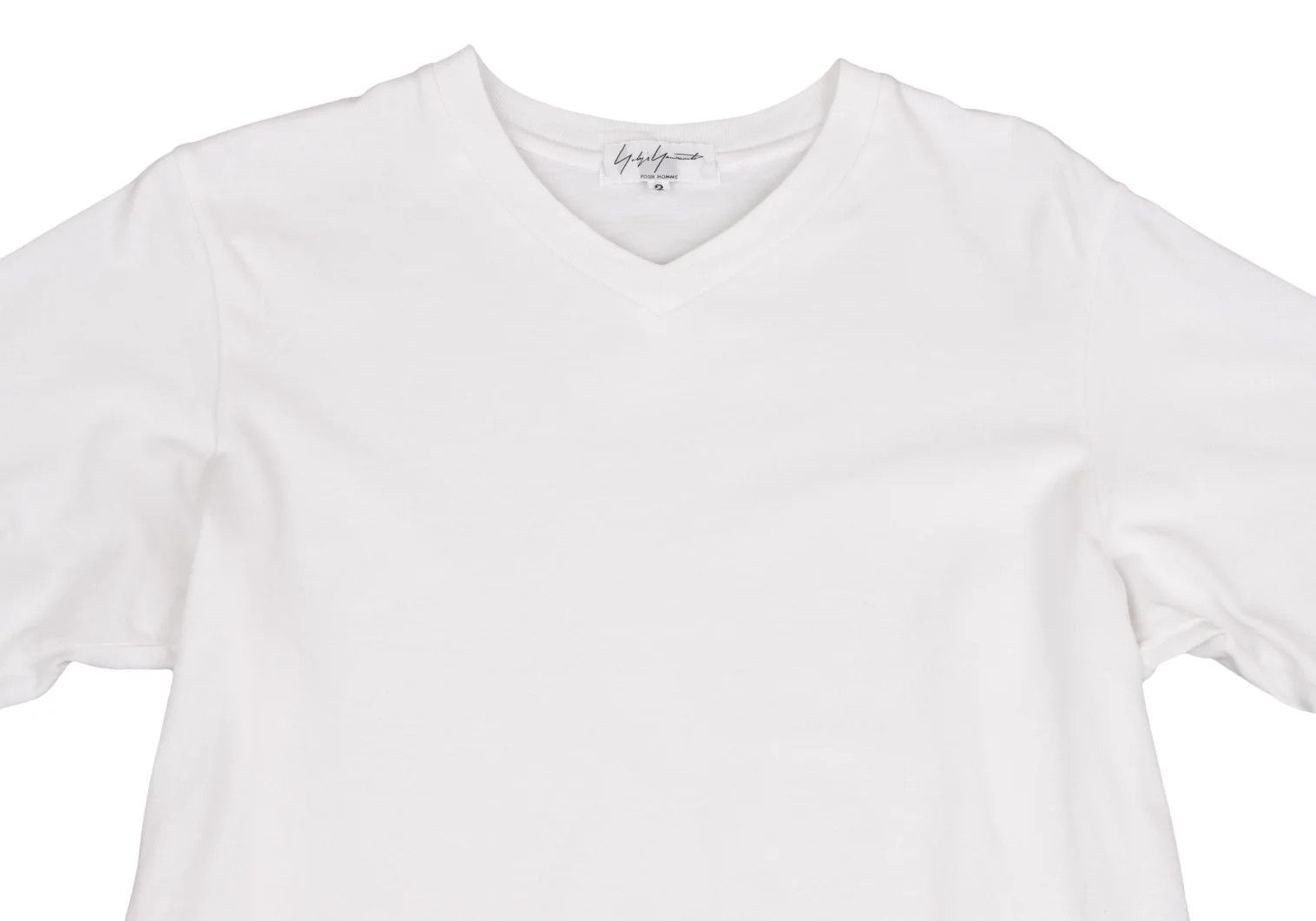 Yohji Yamamoto Yohji Yamamoto Side Tag V-Neck T-Shirt White Size US M / EU 48-50 / 2 - 2 Thumbnail