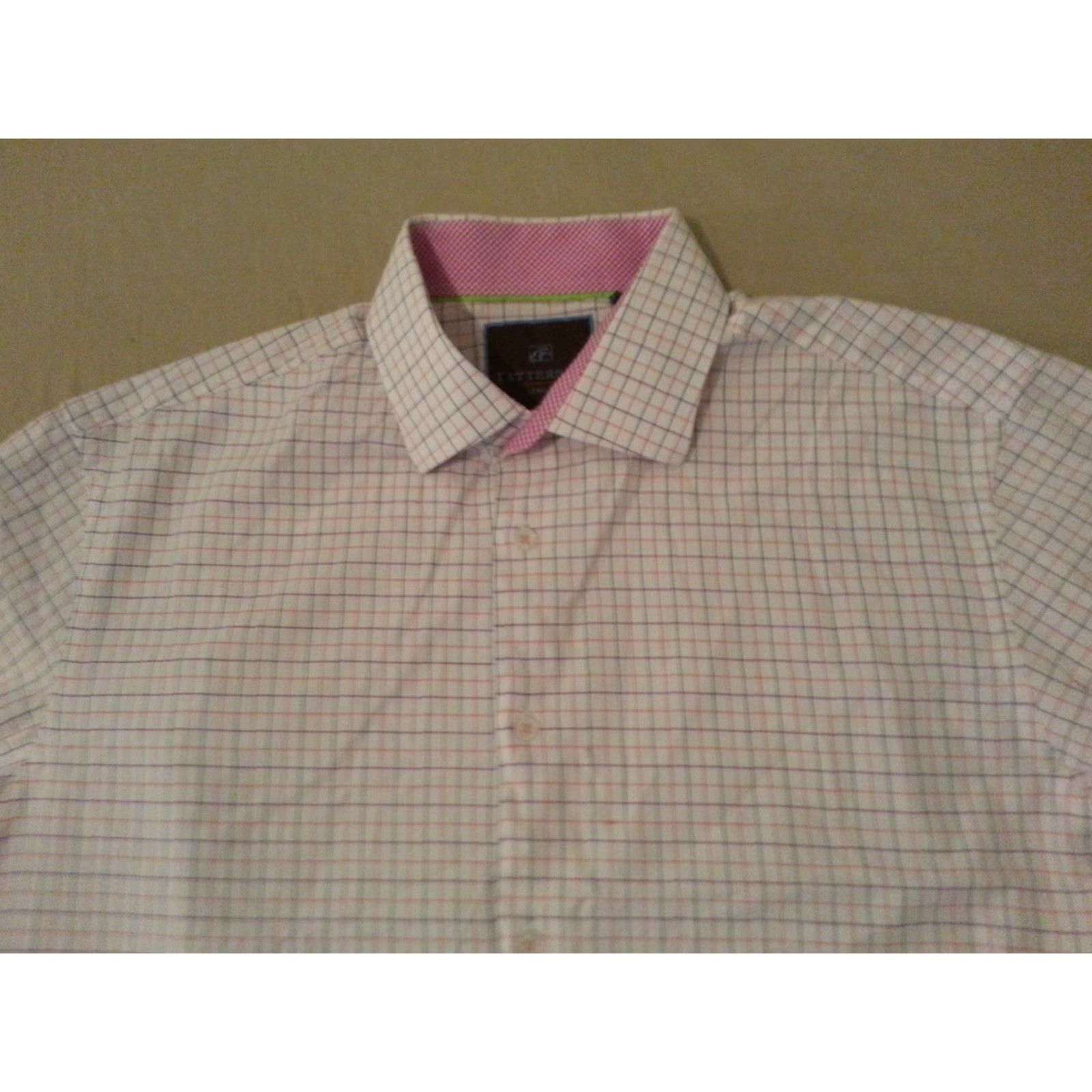 Vintage Mens Tattersall Dress Shirt White 16 1/2 34 35 Cotton Button Shirt Size 42R - 3 Thumbnail