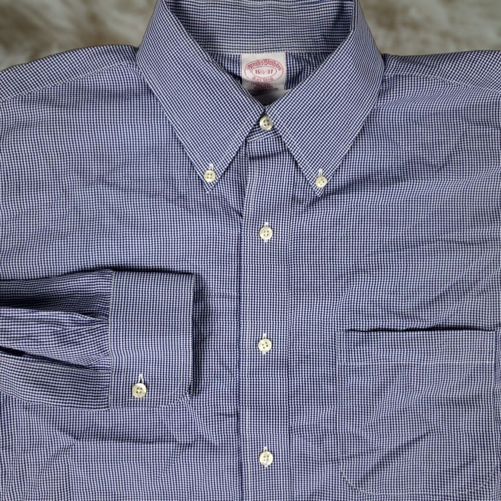 Brooks Brothers Brooks Brothers Dress Shirt Men’s 16.5 Blue Plaid Button-Down Long Sleeve Regular Fit Size 42R - 1 Thumbnail