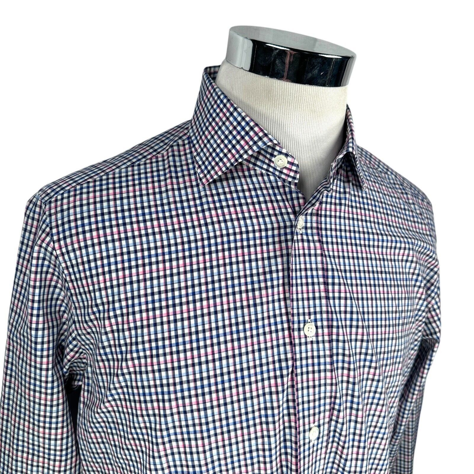 Luciano Barbera Luciano Barbera Shirt Mens Large Blue Pink Gingham Button-Up Size US L / EU 52-54 / 3 - 2 Thumbnail
