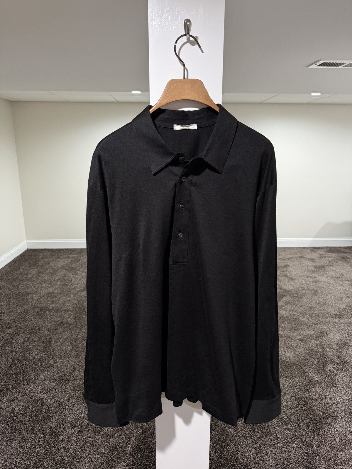 The Row The Row Black Long Sleeve Half Long Button Up Polo Shirt Size US XXL / EU 58 / 5 - 1 Thumbnail