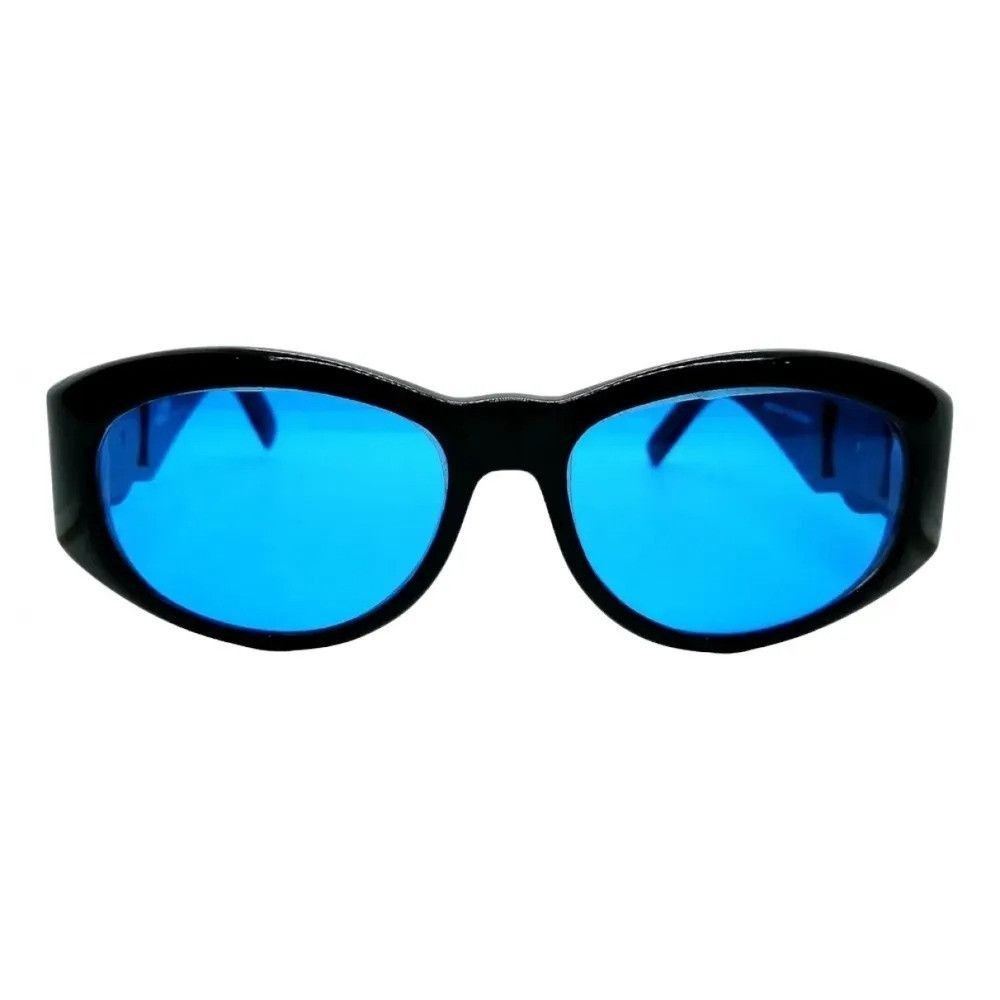 image of Gianni Versace Big Logo Vintage Sunglasses in Black, Women's