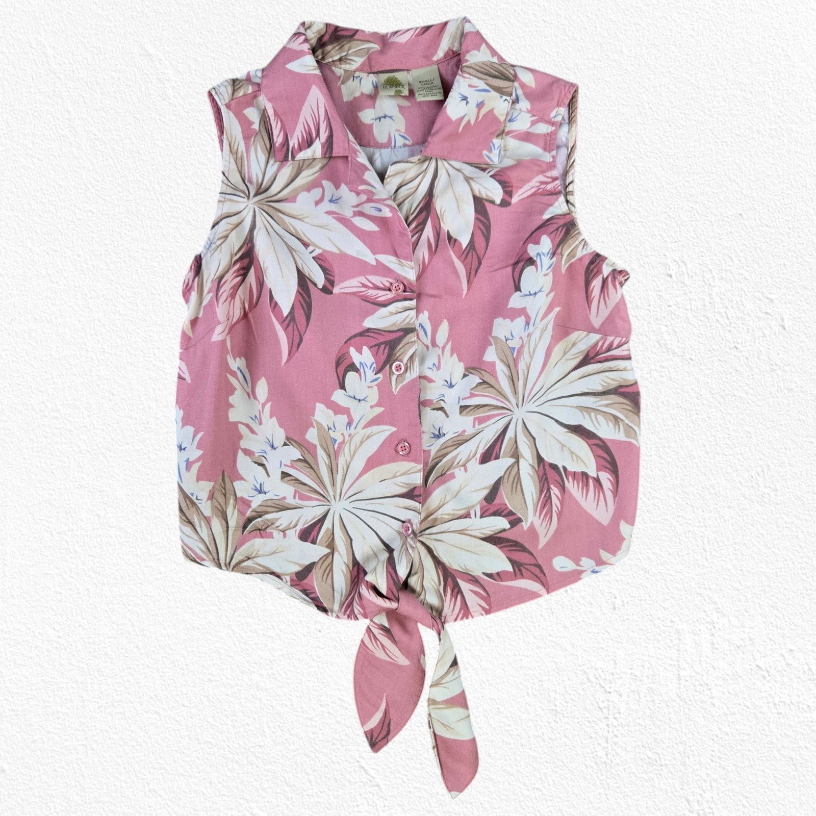 Vintage 90s Mauve Pink Tropical Floral Crop Top Size Small Size S / US 4 / IT 40 - 2 Thumbnail