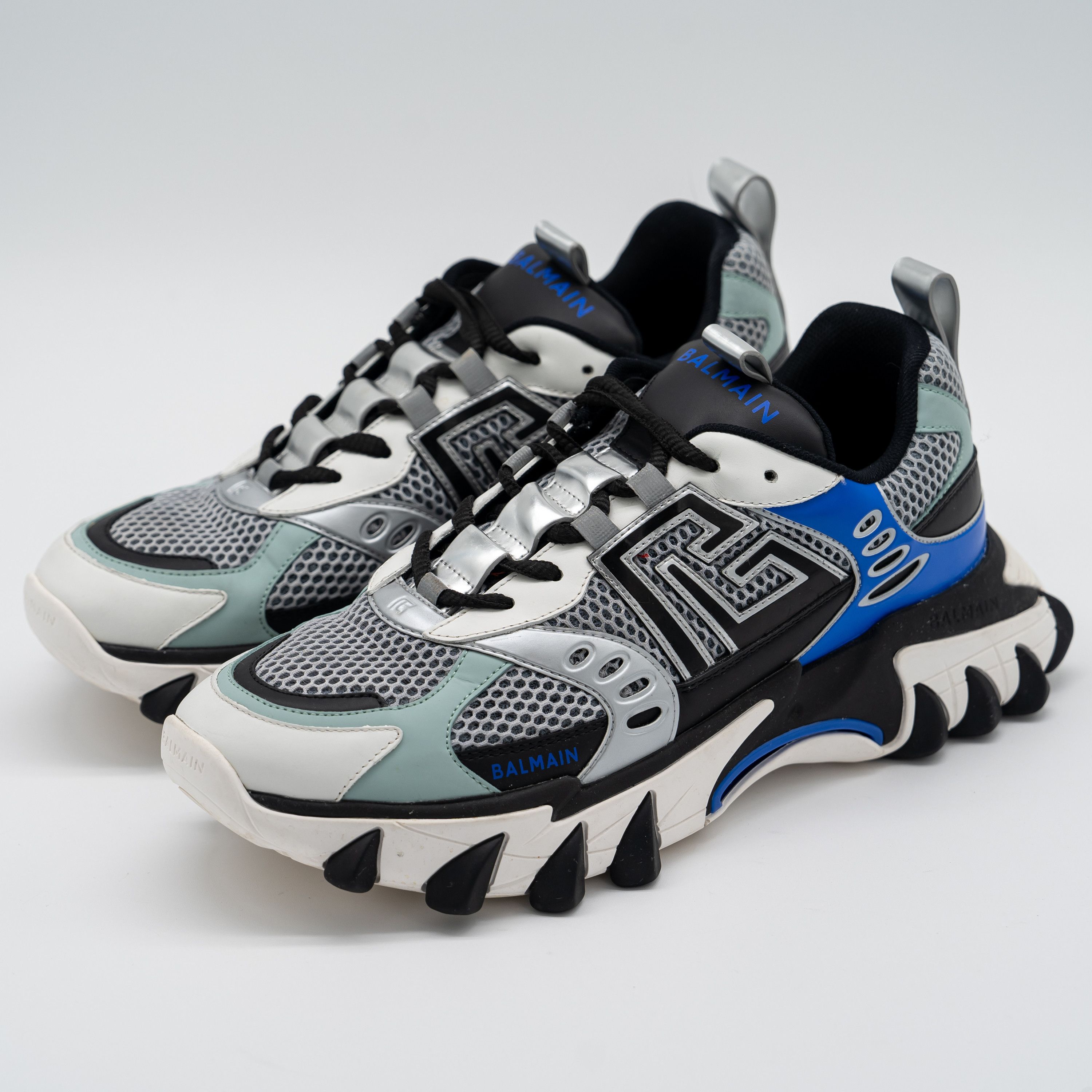 Balmain 44 11 US Balmain B-East White Black Blue Silver Sneakers Size US 11 / EU 44 - 1 Thumbnail