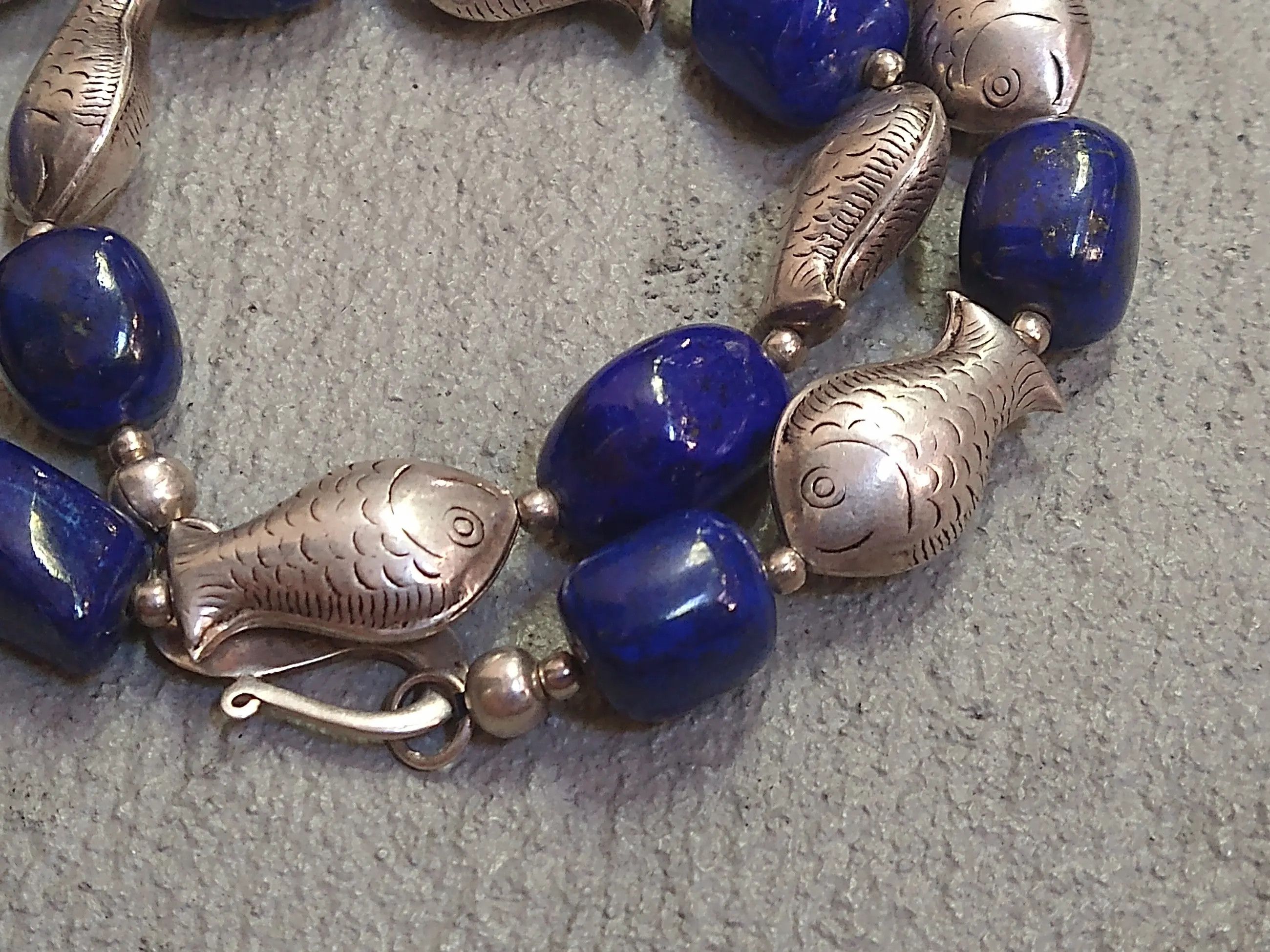 Jewelry Sterling Silver Necklace Fish Lapis Lazuli Size ONE SIZE - 3 Thumbnail