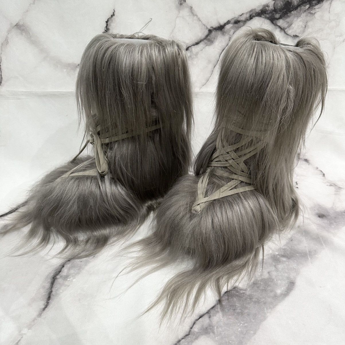 Moncler × Rick Owens MONCLER RICK OWENS BIGROCK GOAT FUR BOOTS SIZE 37 Size US 7 / IT 37 - 1 Thumbnail